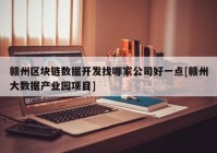 赣州区块链数据开发找哪家公司好一点[赣州大数据产业园项目]